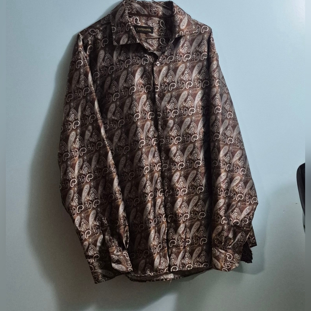Brown Paisley Long-Sleeve Shirt